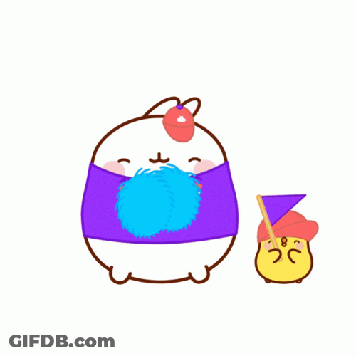 Molang And Piu Piu Cheering GIF