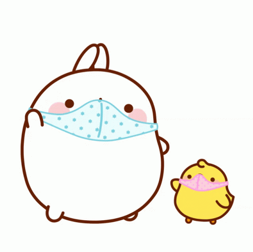 Molang And Piu Piu Wearing Mask GIF