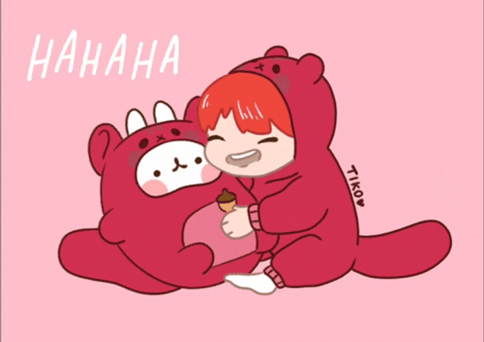 Molang Laughing Hug GIF