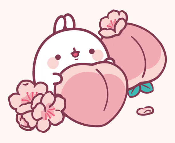 Molang Peach Flowers GIF