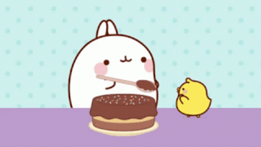 Molang Piu Piu Eating Cake GIF