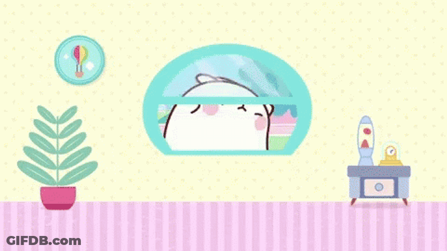 Molang Sneaking In Through Window GIF