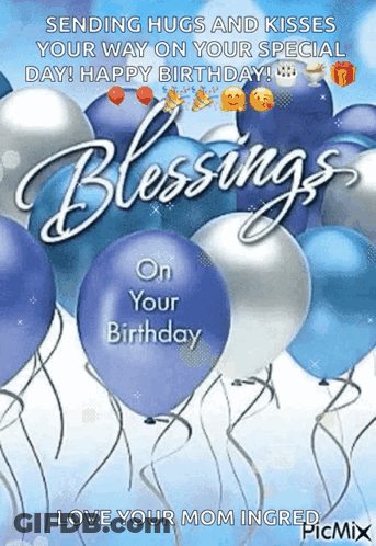Mom Sending Hugs And Kisses Happy Birthday GIF