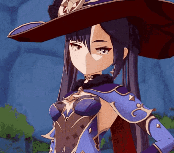 Mona Girl Anime Turn And Flip Her Hair GIF