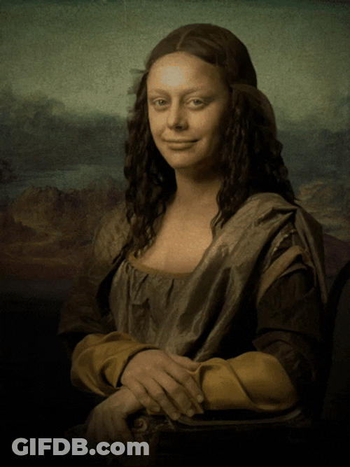 Mona Lisa Painting Shy Smile Meme GIF