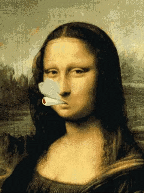 Mona Lisa Painting Smoking GIF
