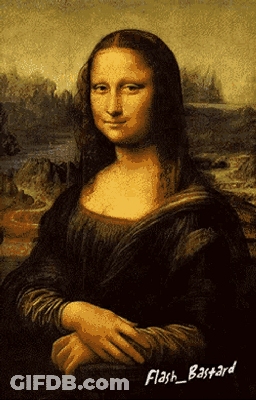 Mona Lisa Poster Water Splashed GIF