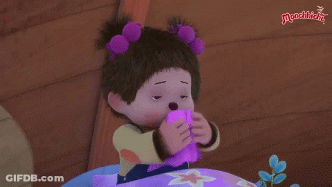 Monchhichi Doll Holding Pink Object GIF