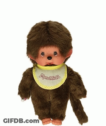 Monchhichi Stuffed Animal With Bib GIF