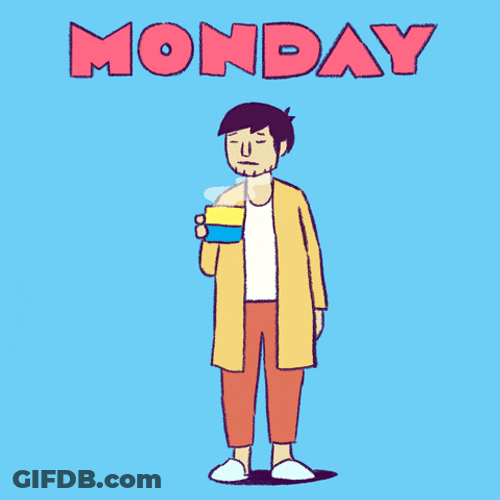 Monday Coffee Animated Man Yawning GIF