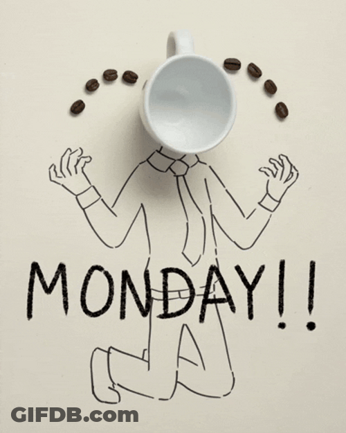 Monday Coffee Drawing Of Man With Cup Face GIF