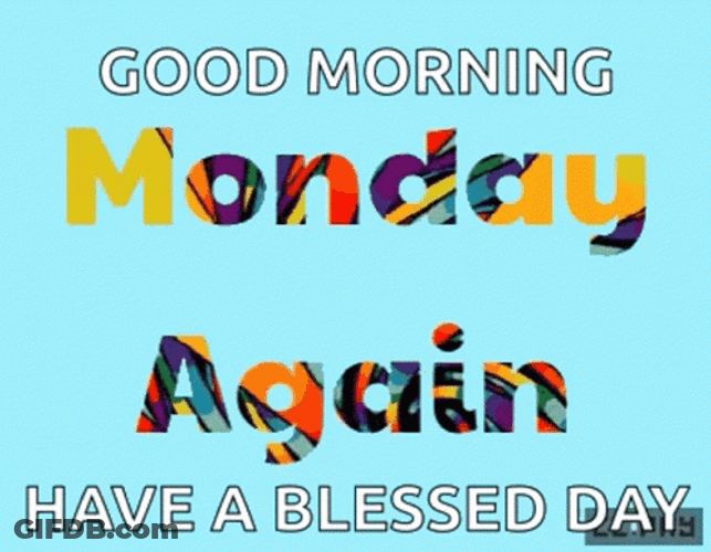 Monday Good Morning Flashing Rainbow Text GIF