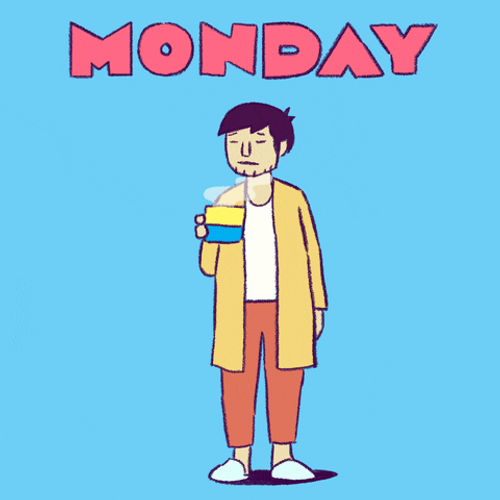 Monday Morning Coffee Sleepy Yawn Animation GIF