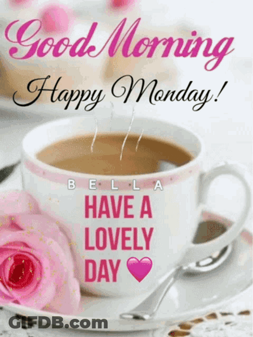Monday Morning Happy Greeting Coffee Rose GIF