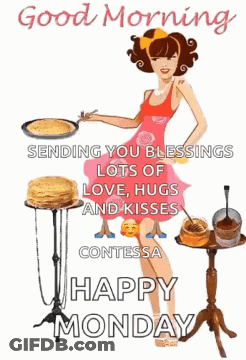 Monday Morning Wishes Cooking Breakfast Animation GIF