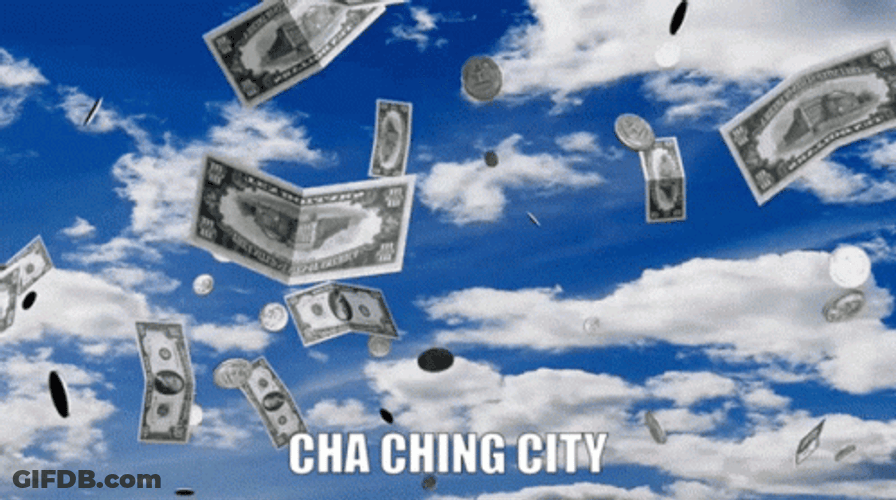 Money Bills And Coins Falling From Heavens GIF