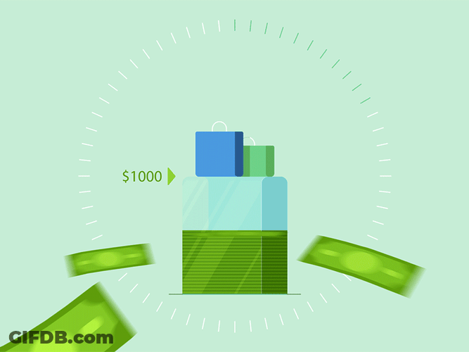 Money Building Up Representing Inflation GIF