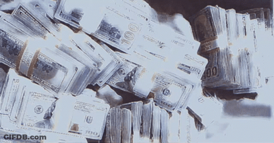 Money Falling Bundle Of Bills Image Compilation GIF