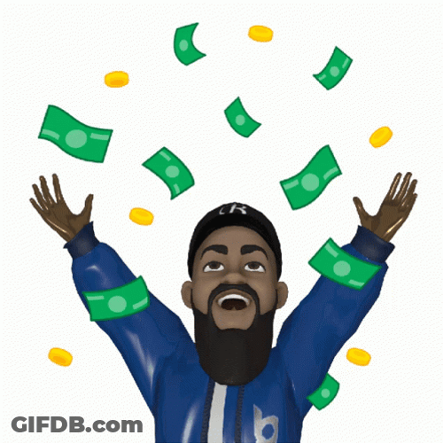 Money Falling Cartoon Guy Tossing Bills GIF