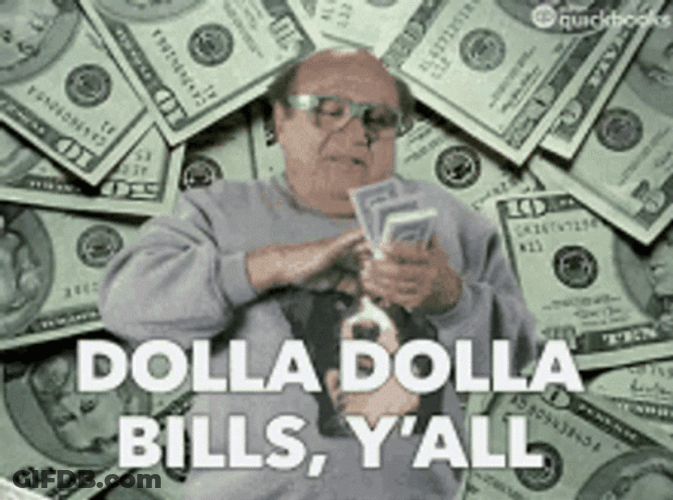 Money Falling Danny De Vito Counting Bills GIF