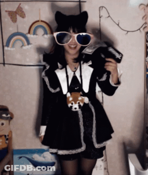 Money Gun Gothic Girl GIF