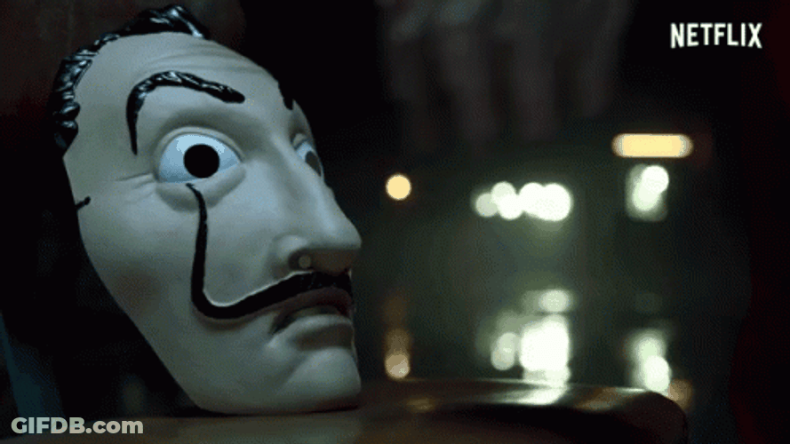 Money Heist Series Taking Dali Mask GIF