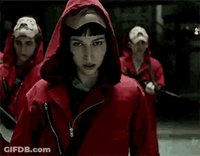 Money Heist Tokyo Wearing Dali Mask GIF