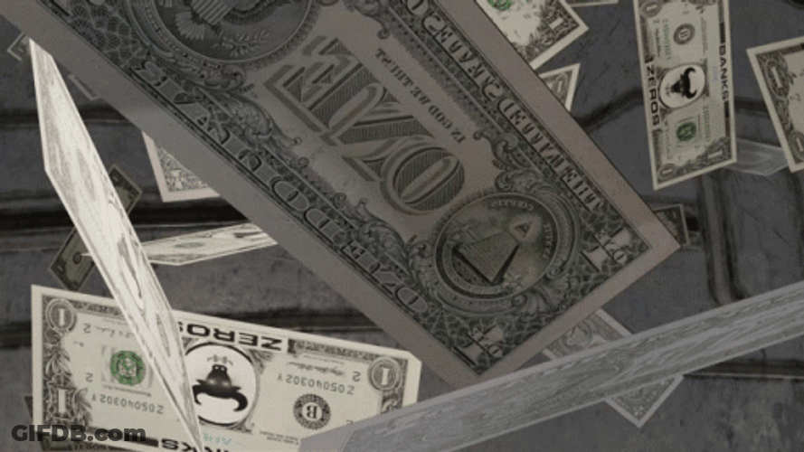 Money Paper Bills Falling Monotone GIF