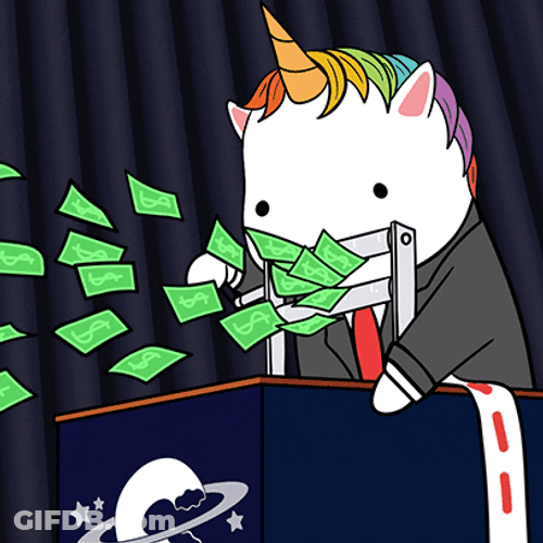 Money Rain Unicorn Dollar Vomit GIF