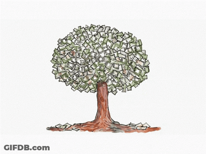 Money Tree Falling Bills Animation GIF