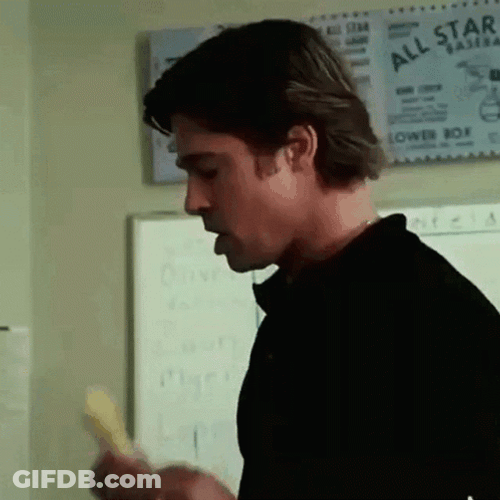 Moneyball Brad Pitt Charismatic Eating GIF
