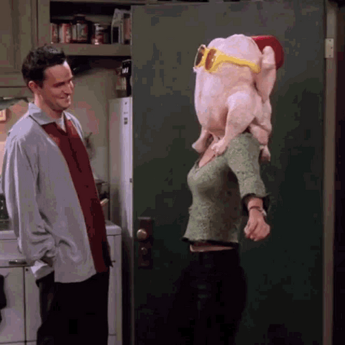 Monica Geller Turkey Head GIF