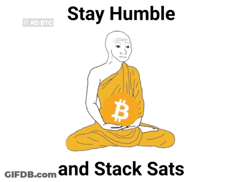 Monk Holding Bag Of Bitcoins Stay Humble And Stack Sats GIF