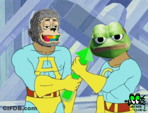 Monkey And Frog With Anchor Club Logo GIF