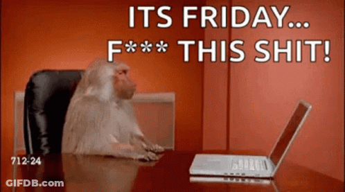 Monkey At Desk With Laptop Saying It's Friday F*** This Shit GIF