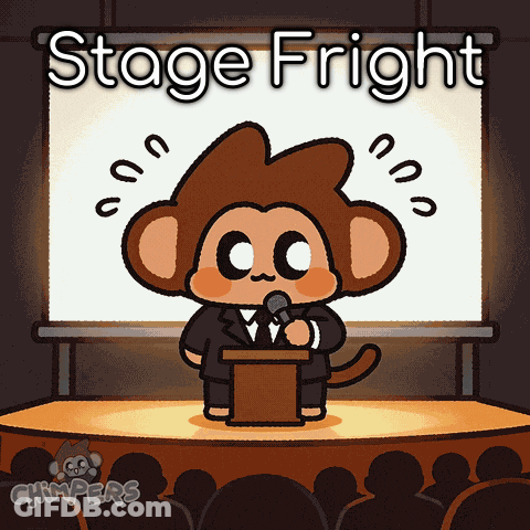 Monkey At Podium With Stage Fright GIF