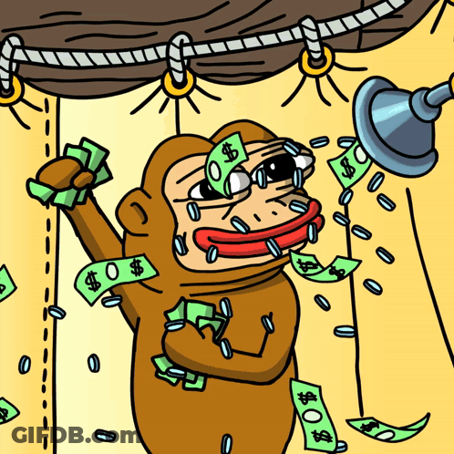 Monkey Being Showered With Money GIF