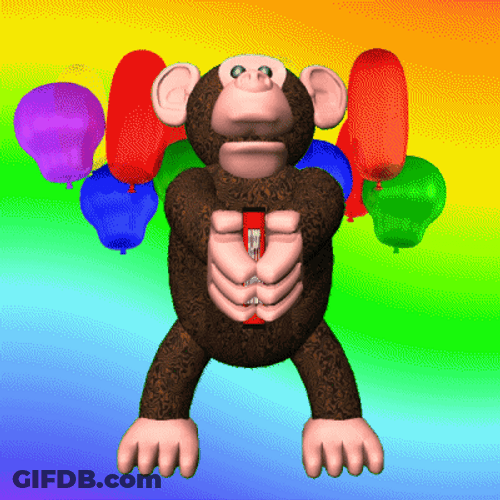 Monkey Birthday Balloons GIF