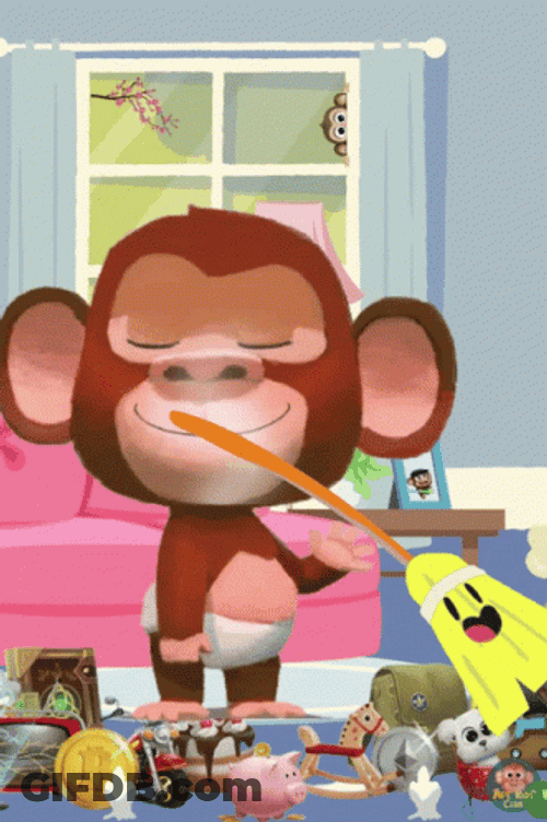 Monkey Cartoons Sweep The Floor GIF