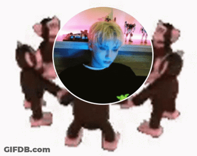 Monkey Circle Blonde Hueningkai Freeze GIF