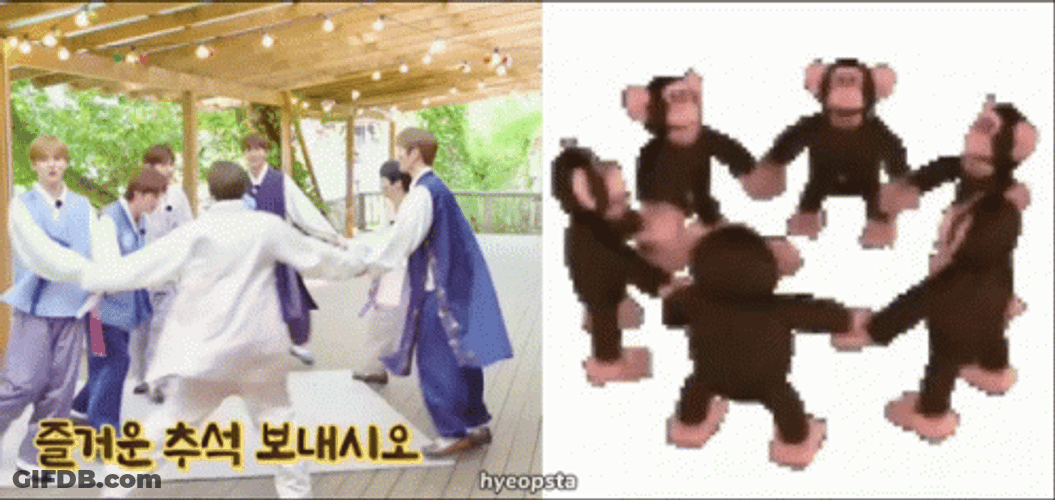 Monkey Circle Guys In Korean Clothes GIF