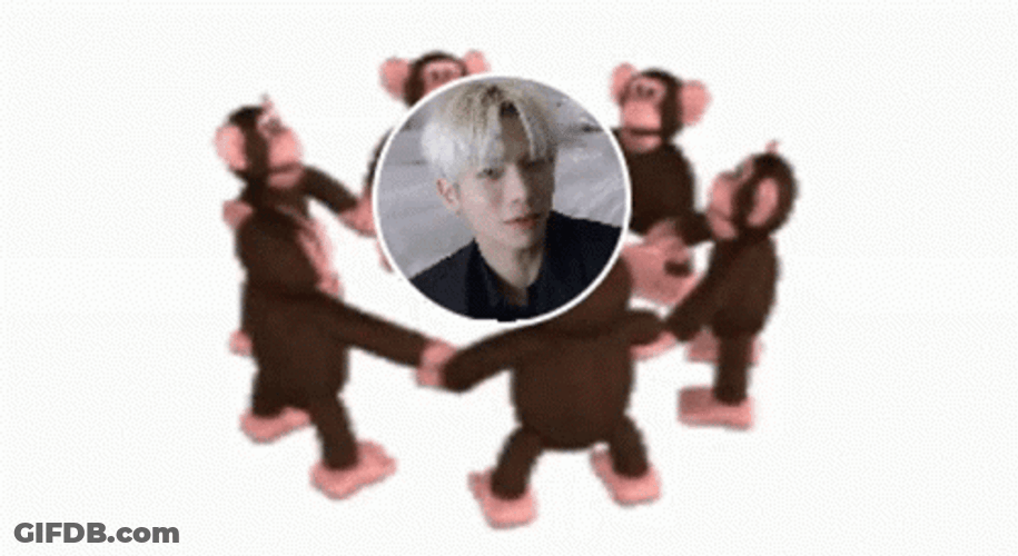 Monkey Circle White Hair Taehyun GIF