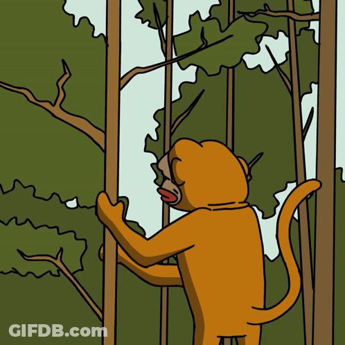 Monkey Climbing Tree With Tongue Out GIF