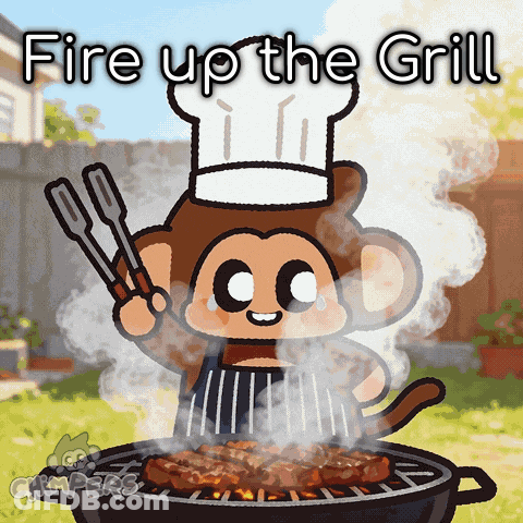 Monkey Cooking On Grill Fire Up The Grill GIF