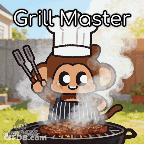 Monkey Cooking On Grill Grill Master GIF