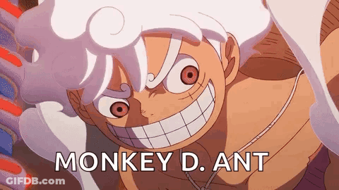 Monkey D. Ant From One Piece Smiling Holding Sword GIF