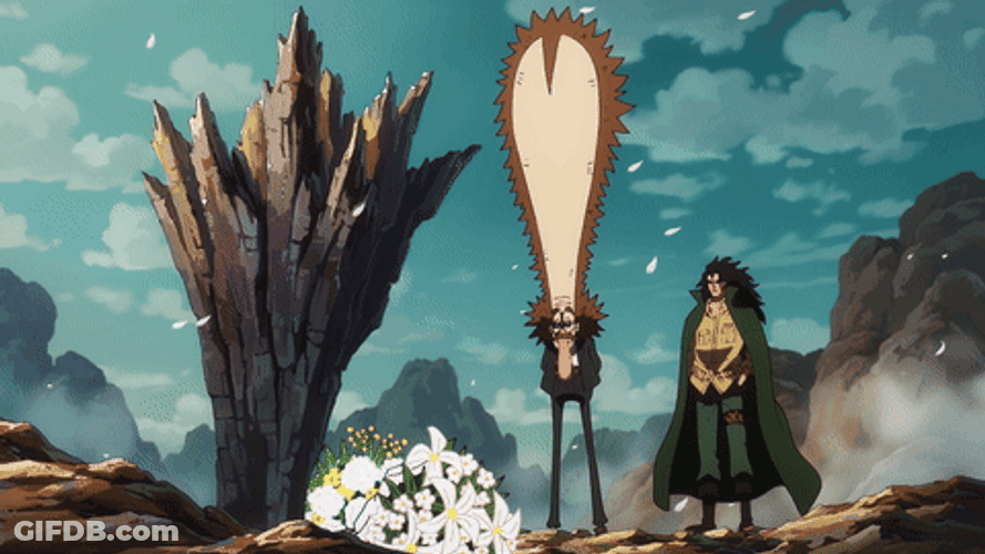 Monkey D Dragon Dr Vegapunk Looking At Bouquet GIF