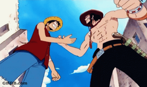 Monkey D Luffy And Ace Shaking Hands One Piece GIF