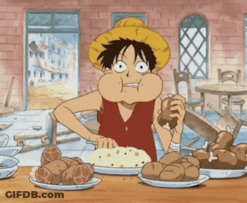 Monkey D Luffy Eating Meat GIF