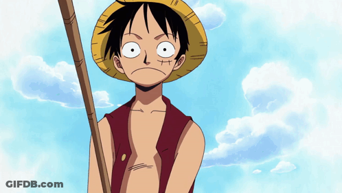 Monkey D Luffy From One Piece Is Holding A Wooden Stick GIF
